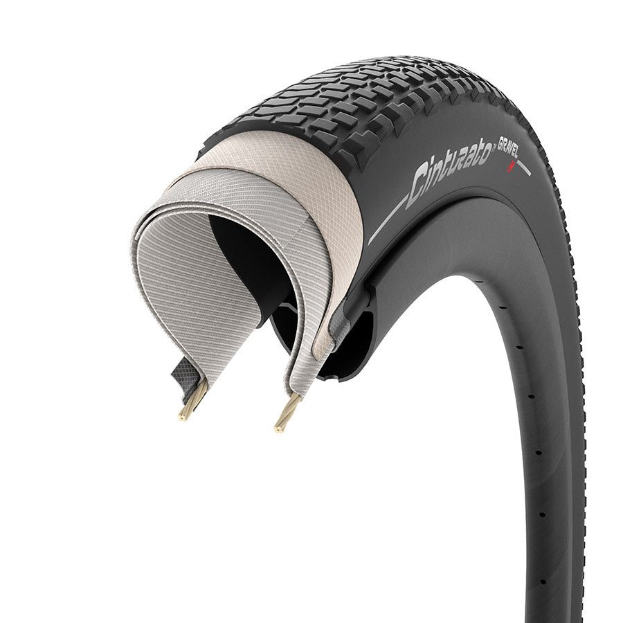 Pirelli, Cinturato Gravel H P-Line, Gravel Tire, 700x35C, Folding, Tubeless Ready, SpeedGrip, TechWALL, 60TPI, Black