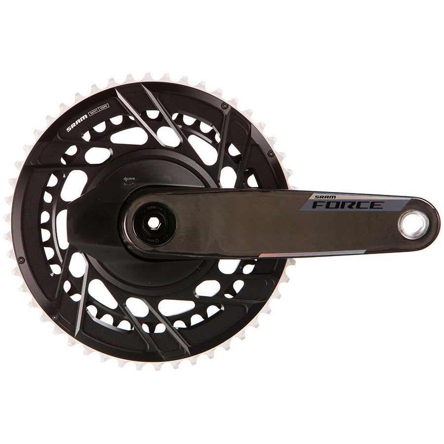 SRAM, Force 2x Powermeter E1, Power Meter Crankset, Speed: 12, Spindle: 28.99mm, BCD: Thread Mount, 50/37, DUB, 175mm, Black, Road