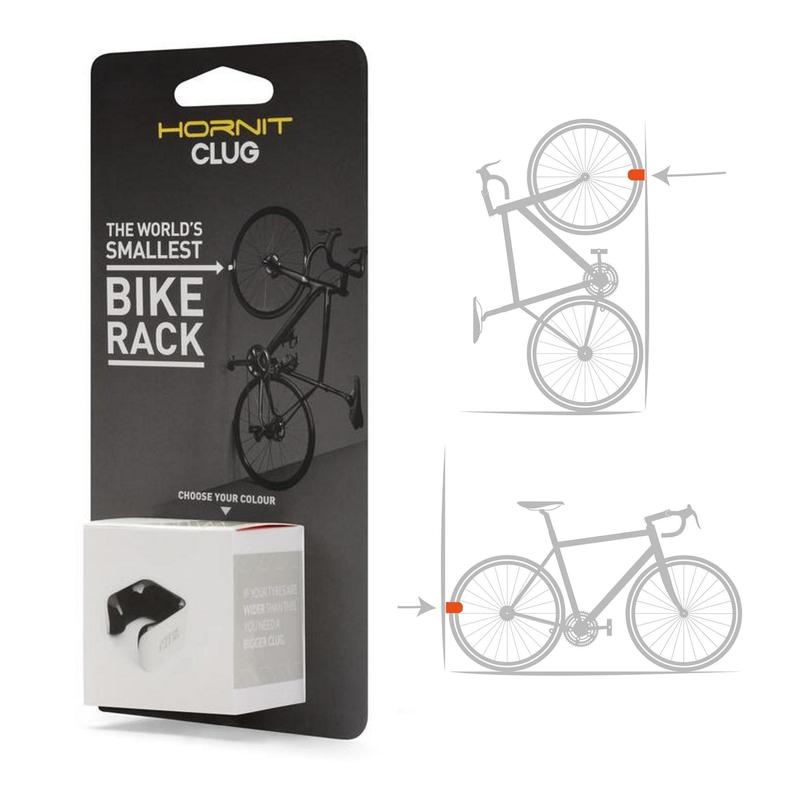 Clug Wall Mount Bicycle Storage Rack, White/Black, Hybrid/Gravel/Commuter (for 33mm-43mm tires)