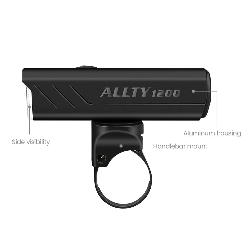 ALLTY 1200 Rechargeable USB-C Road Bike Light