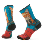 Women's Hike Targeted Cushion Geo Fox Print Crew Socks - CAPRI