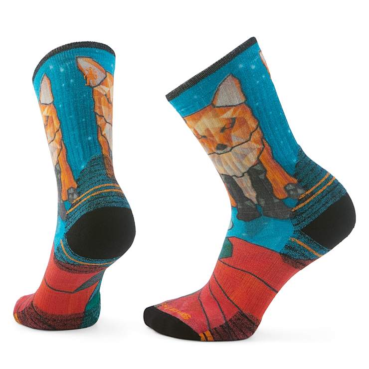 Women's Hike Targeted Cushion Geo Fox Print Crew Socks - CAPRI