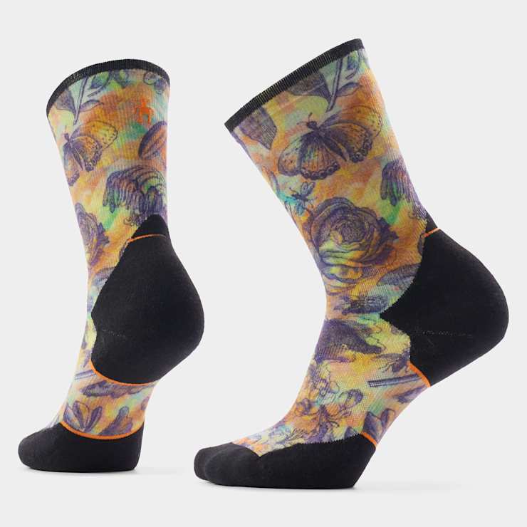 Women's Trail Run Floral Party Print Crew Socks - HERO