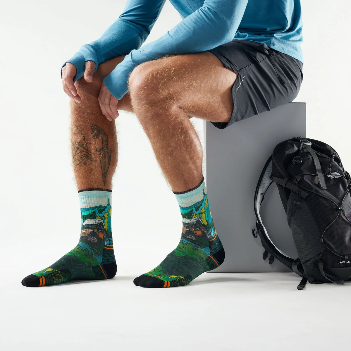 Hike Trail Targeted Cushion Trekker Print Crew Socks