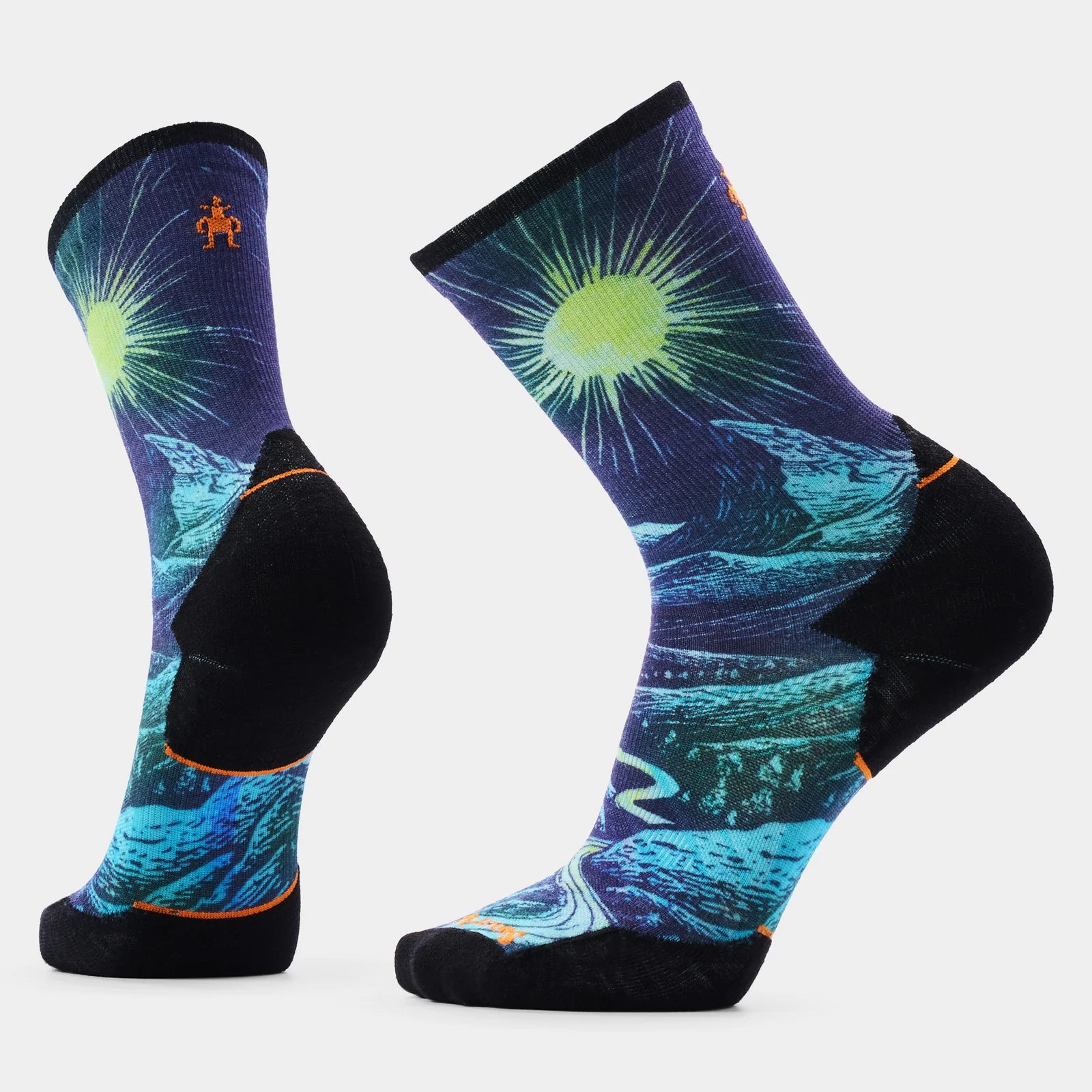 Trail Run Targeted Cushion Treeline Print Crew Socks