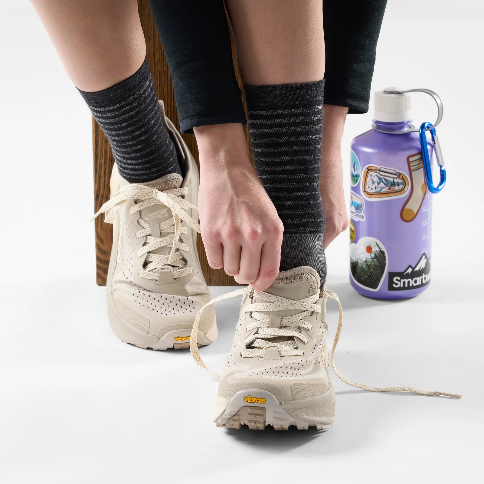 Women's Run Pattern Zero Cushion Crew Socks