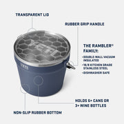Rambler Beverage Bucket w/Lid, Navy