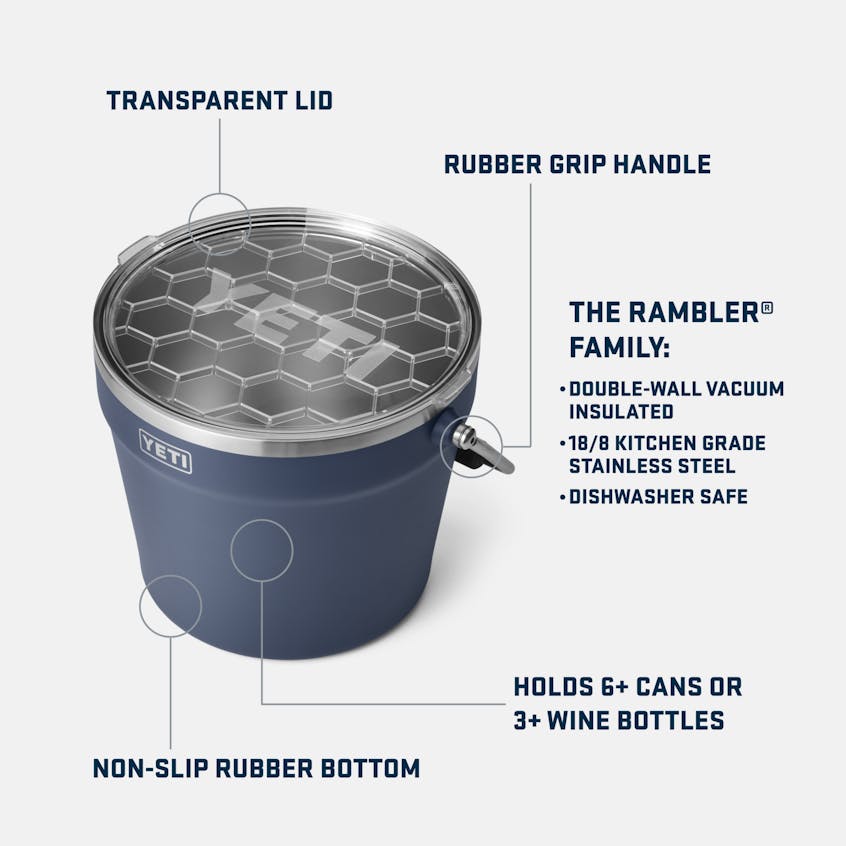 Rambler Beverage Bucket w/Lid, Navy